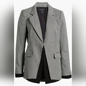 Halogen Houndstooth Check Contrast Detail Blazer Sz 1 NWOT